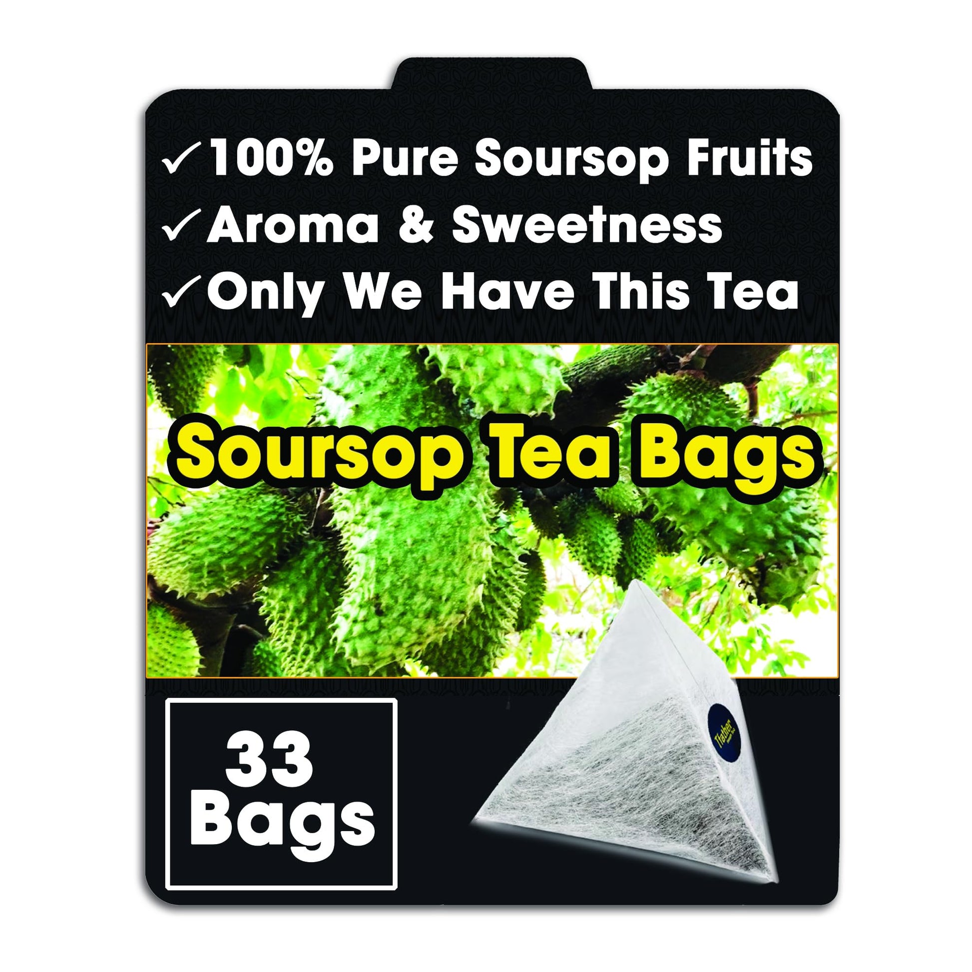 TFATHER Soursop Tea Bags - 100% Pure Soursop Fruits, 33 Bags, Golden Brown