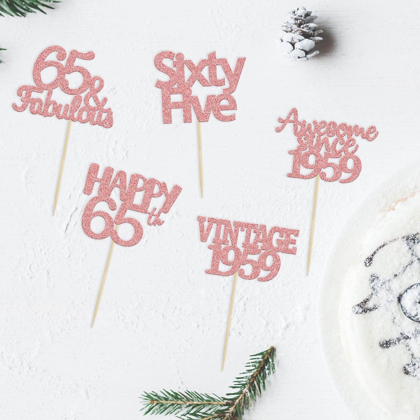 Gyufise 30Pcs Rose Gold Vintage 1958 Cupcake Toppers 65Th Birthday Cupcake Toppers Awesome Since 1958 Hello 65 Cake Topper Sixty