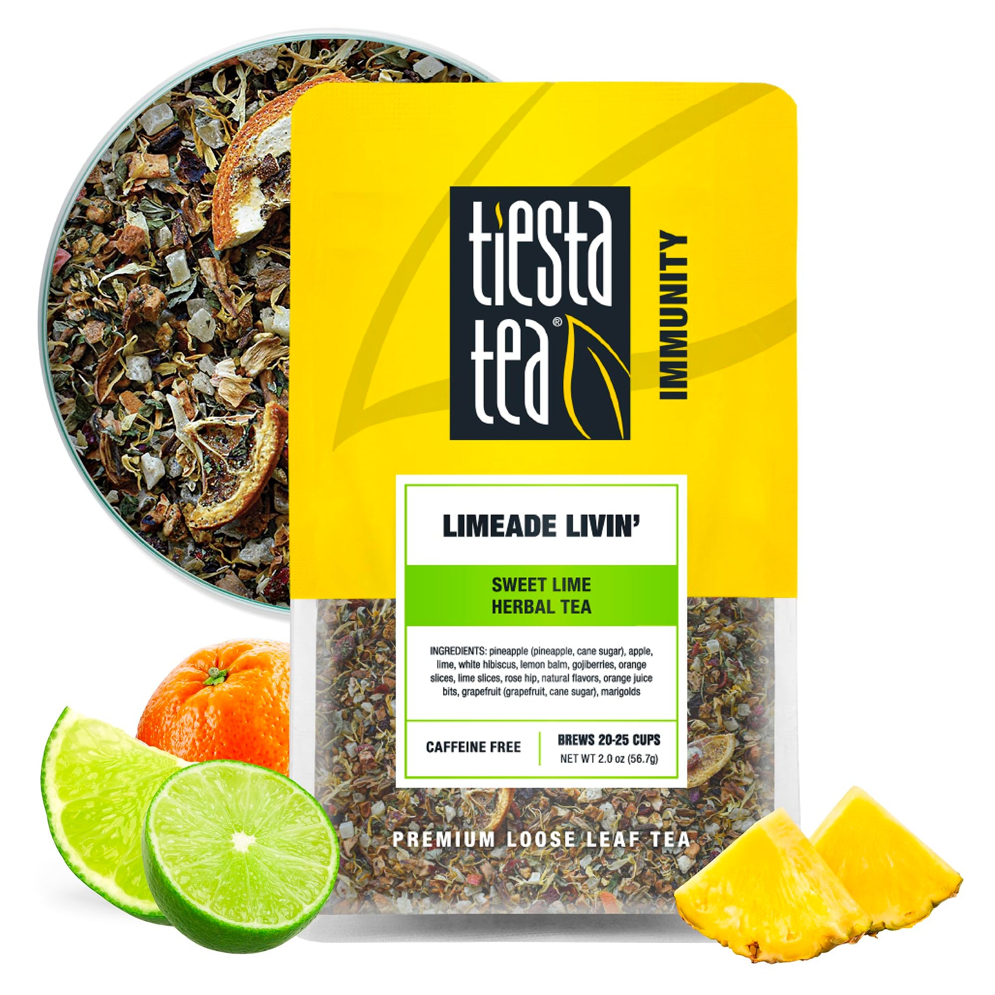 Tiesta Tea - Limeade Livin - Sweet Lime Herbal Tea - Loose Leaf Tea Blend - Non Caffeinated Fruit Tea - Make Hot Or Iced Tea Up 