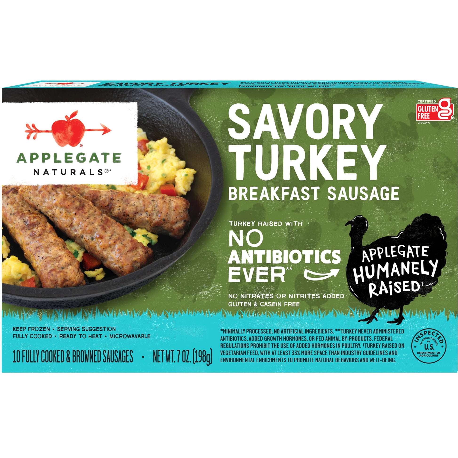 Applegate, Natural Savory Turkey Breakfast Sausage, 7 oz (Frozen)