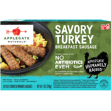 Applegate, Natural Savory Turkey Breakfast Sausage, 7 oz (Frozen)
