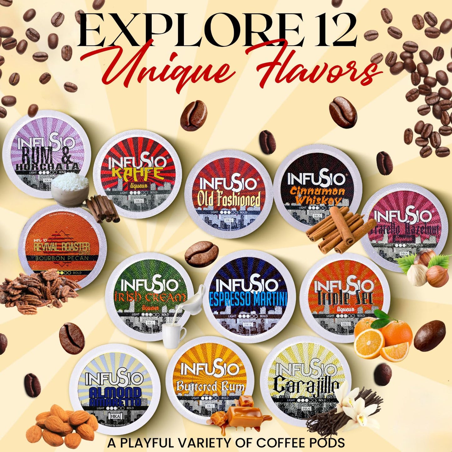 InfuSio spirit-inspired flavor Pecan Flavored Coffee Pods - 96 Count for Keurig K Cup malt-inspired