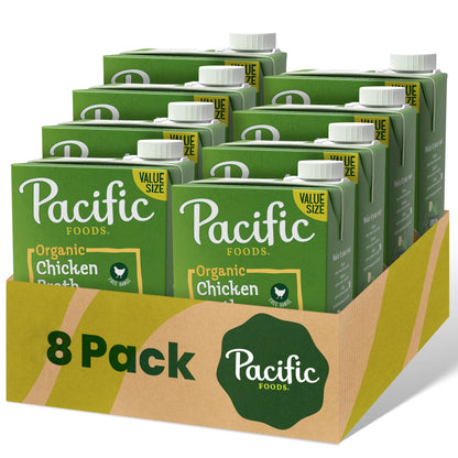 Pacific Foods Organic Free Range Chicken Broth, 48 oz Carton (Case of 8)