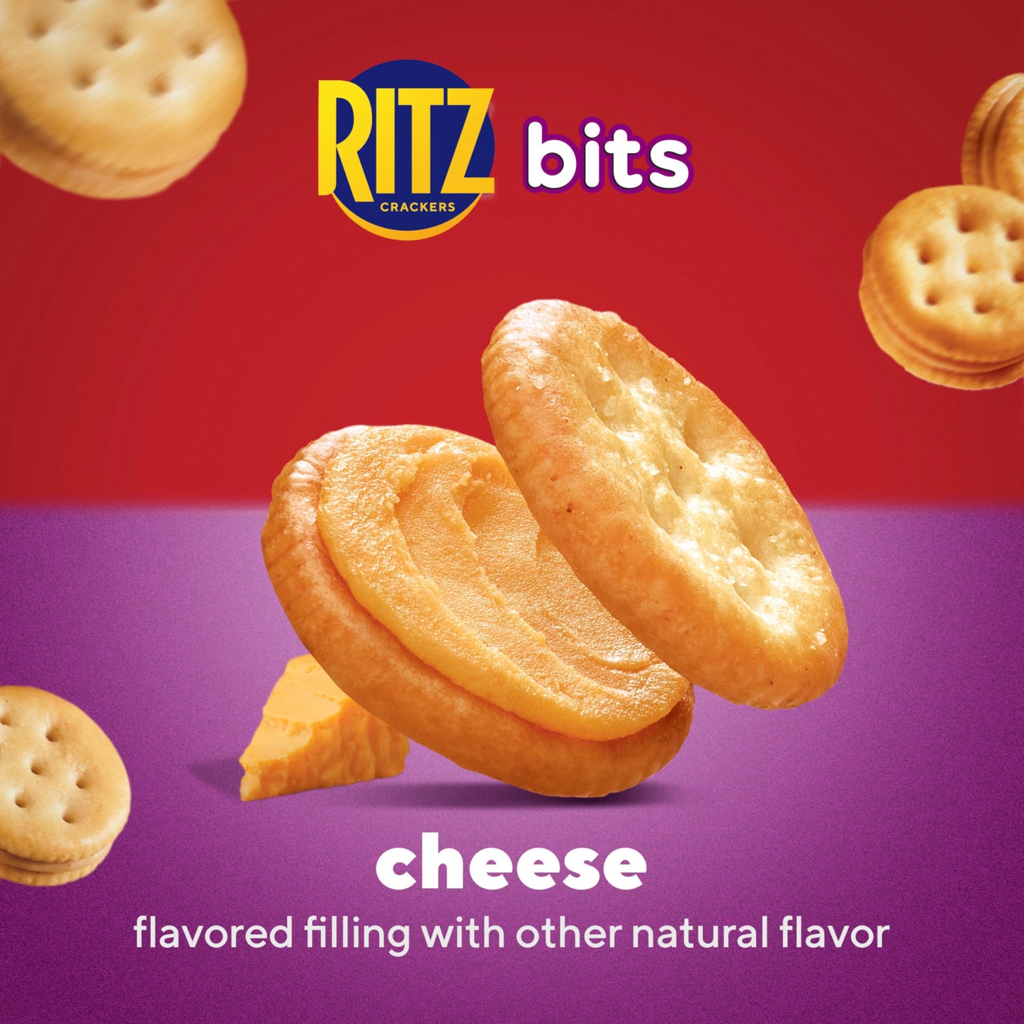 RITZ Bits Cheese Sandwich Crackers, Snacks for Kids and Adults, Bulk Lunch Snacks, 60 - 1.5 oz Packs
