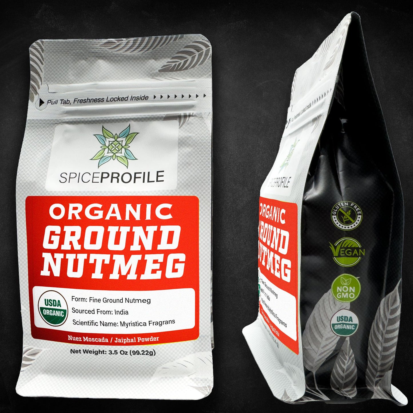 Spice Profile Usda Organic Ground Nutmeg, Lab Tested For Heavy Metals, Resealable 3.5 Oz Pouch, Jaiphal Powder, Nuez Moscada