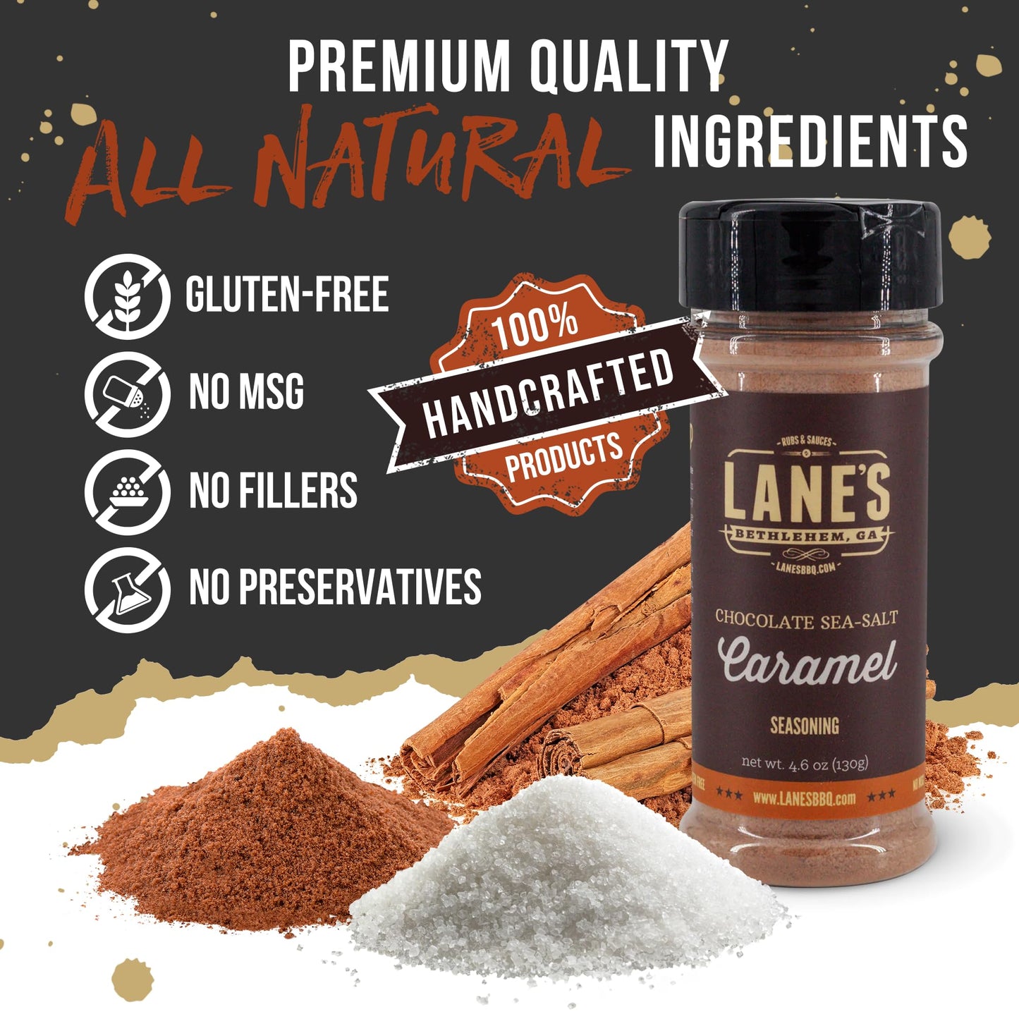 Lanes Chocolate Sea-Salt Caramel Seasoning, All-Natural, Gluten-Free, 4.6 Oz