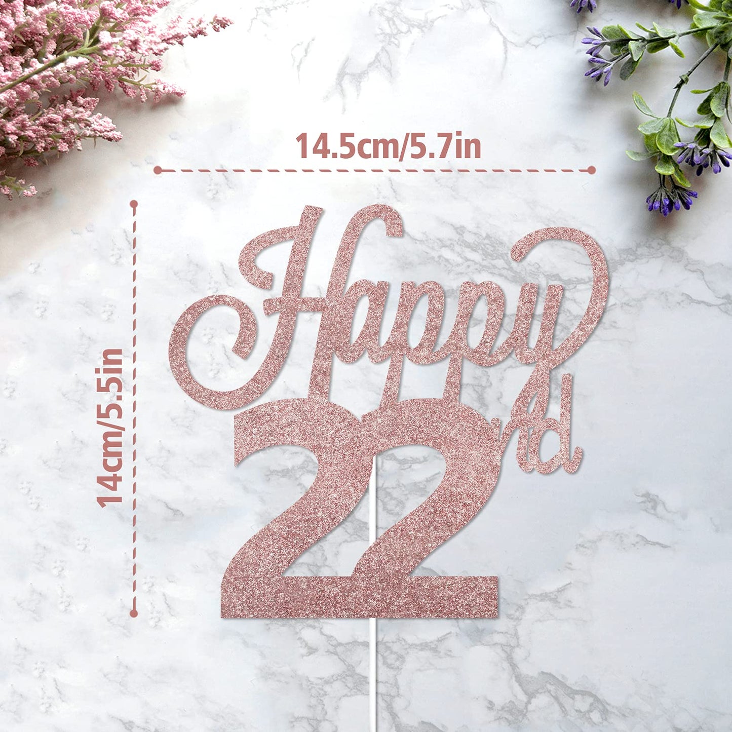 Lingteer Happy 22Nd Birthday Cake Topper - Cheers To 22Nd Birthday 22 Years Old Birthday Party Cake Decorations Sign.