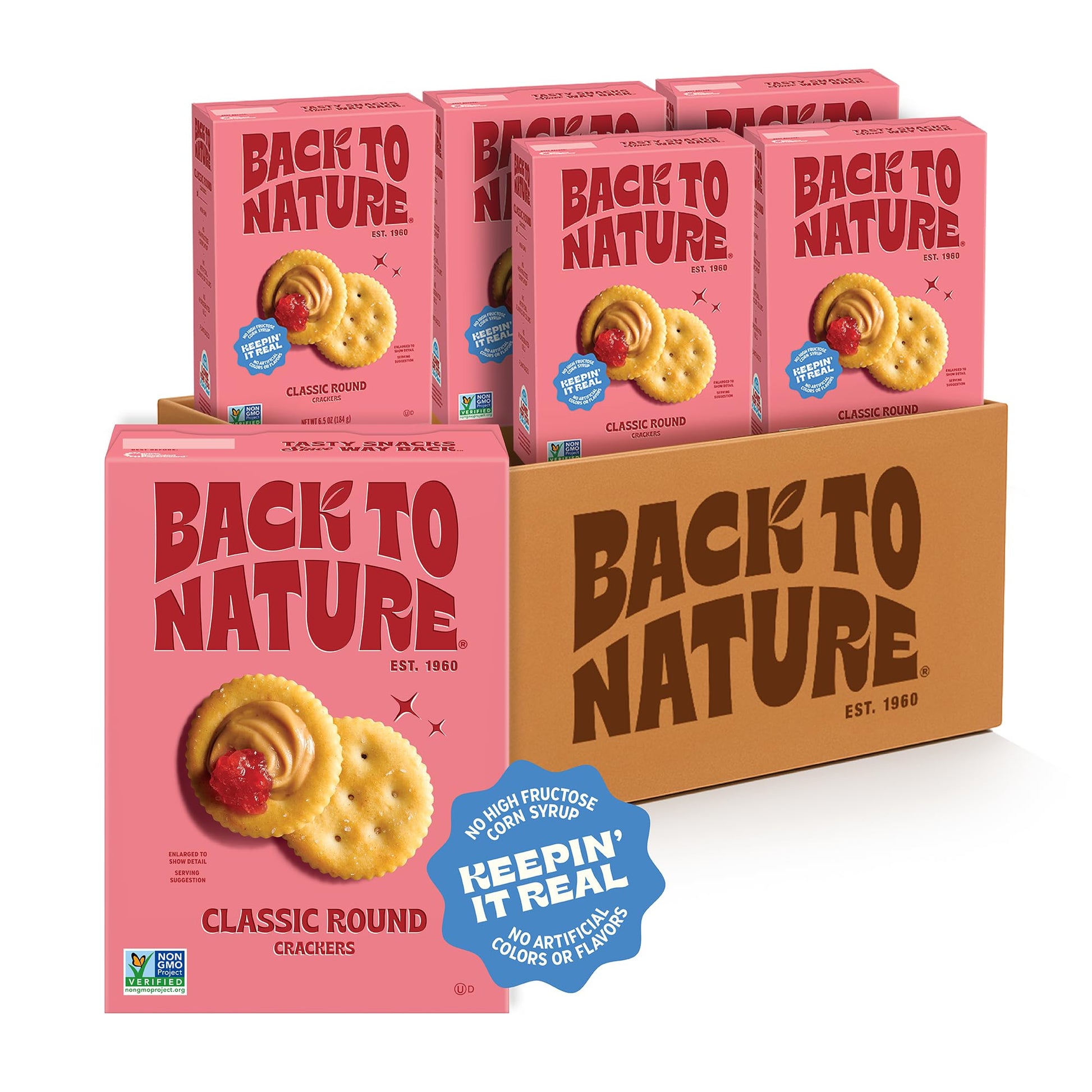 Back To Nature Classic Round Crackers, Dairy Free, Non GMO, 6.5 Ounces (Pack Of 6)