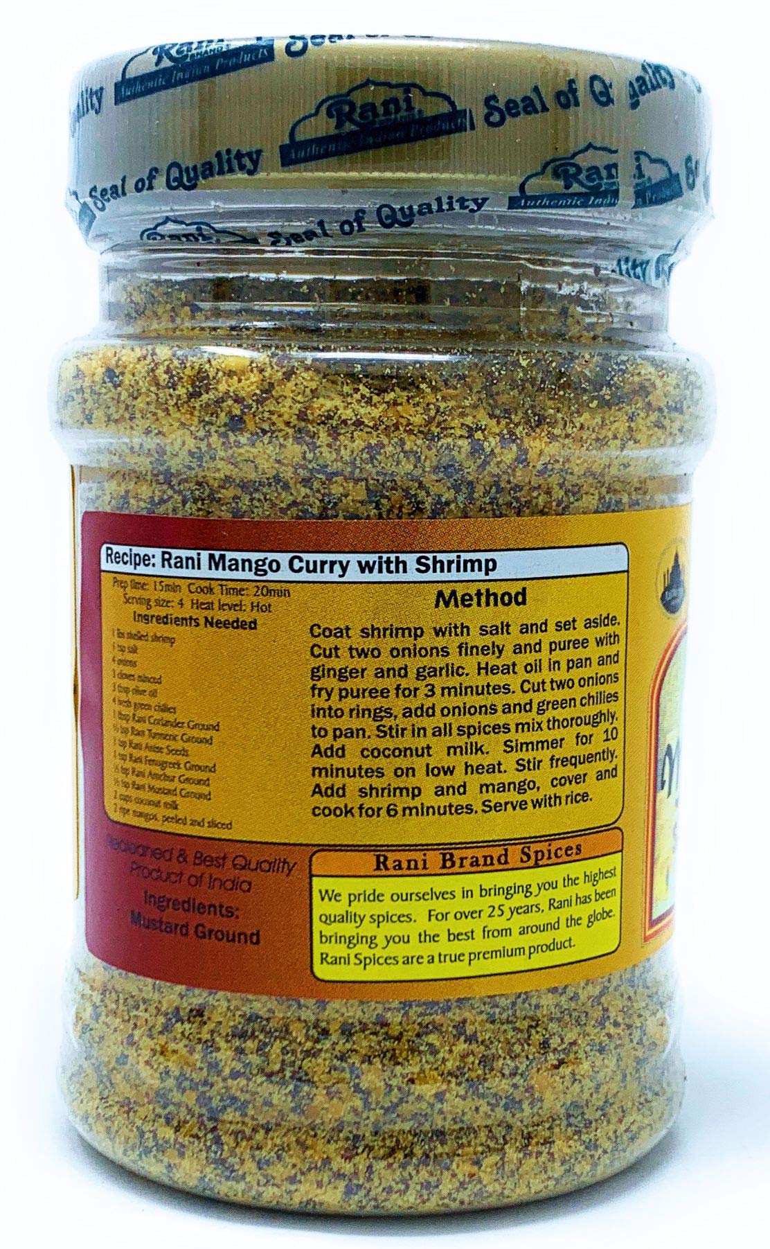 Rani Mustard Seeds Ground, Powder Spice (Rai Sarson) 3Oz (85G) Pet Jar ~ All Natural | Gluten Friendly | Non-Gmo | Vegan | India