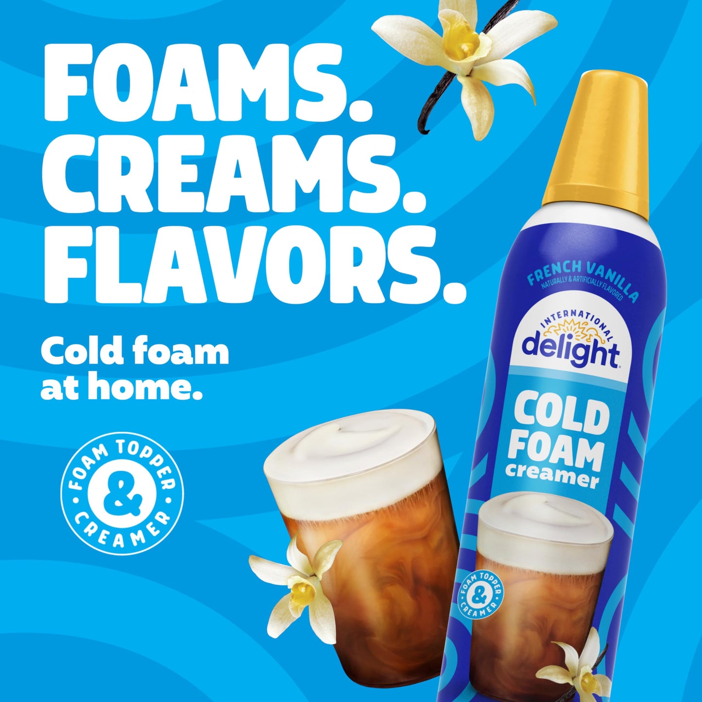International Delight Cold Foam Coffee Creamer, French Vanilla Cold Foam Flavored Creamer, 14 OZ Can
