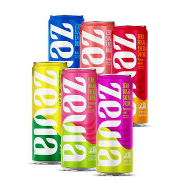 Zevia Zero Calorie Energy Drink, 6-Flavor Essential Variety Pack, All Flavors, 12 Ounce Cans (Pack of 12)