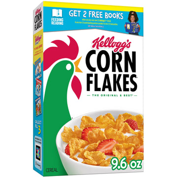 Kelloggs Corn Flakes Breakfast Cereal, 8 Vitamins and Minerals, Healthy Snacks, Original, 9.6oz Box (1 Box)
