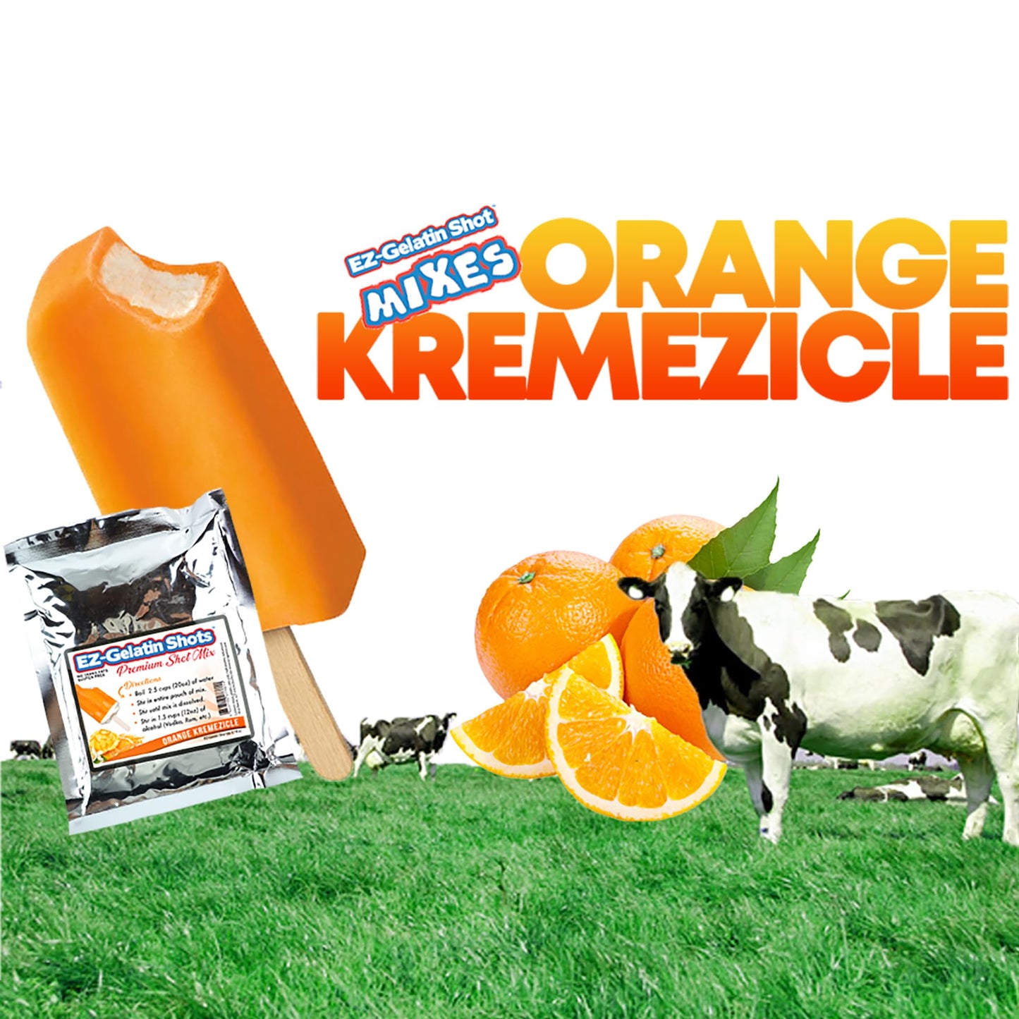 EZ-SQUEEZE Orange Kremezicle Jello Shot Mix - Premium Gluten-Free Gelatin Powder - 6.78 oz Pack