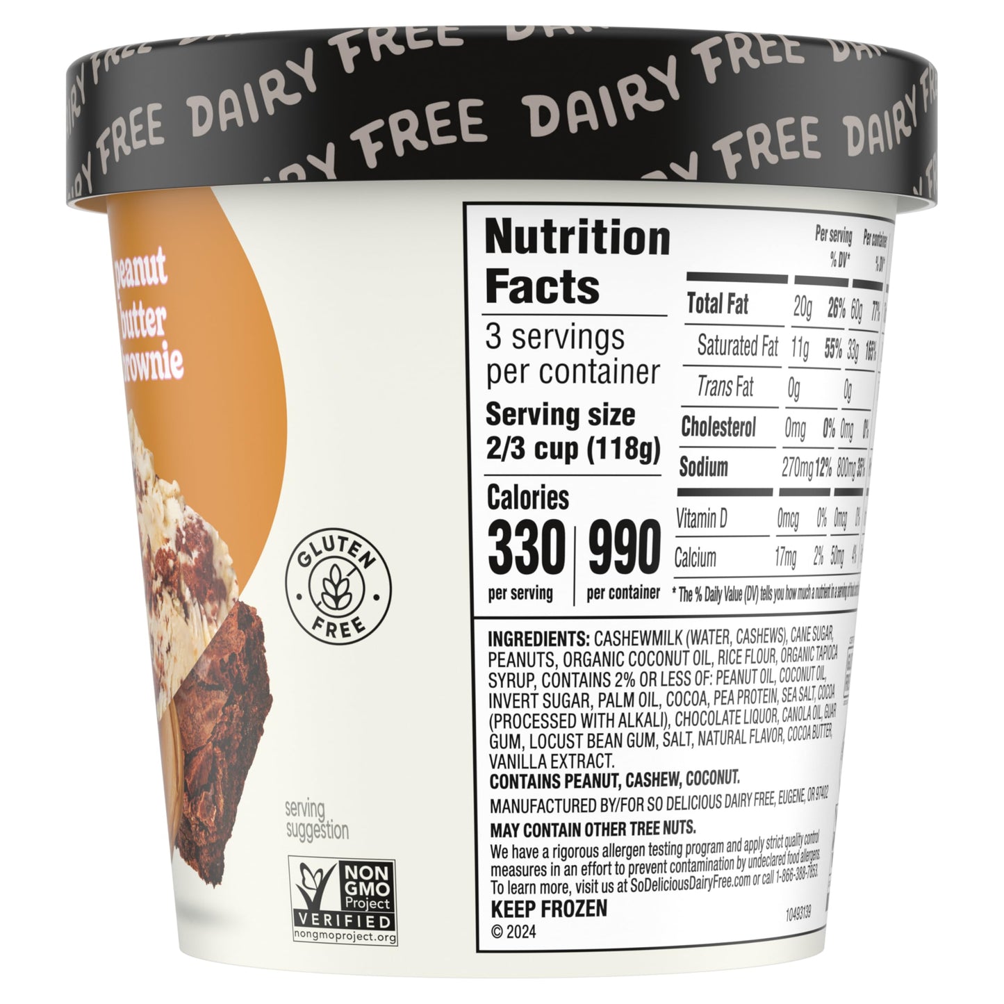 So Delicious Peanut Butter Brownie Cashewmilk Frozen Dessert, 1 Pt