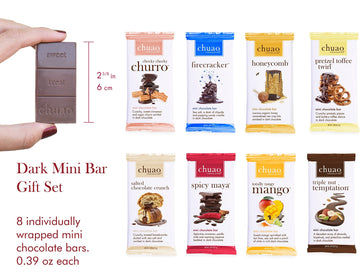 Chuao Chocolatier Gourmet Dark Chocolate Mini Gift Box - Assorted Bars, 8 Count - Perfect for Gifts, Holidays, Care Packages