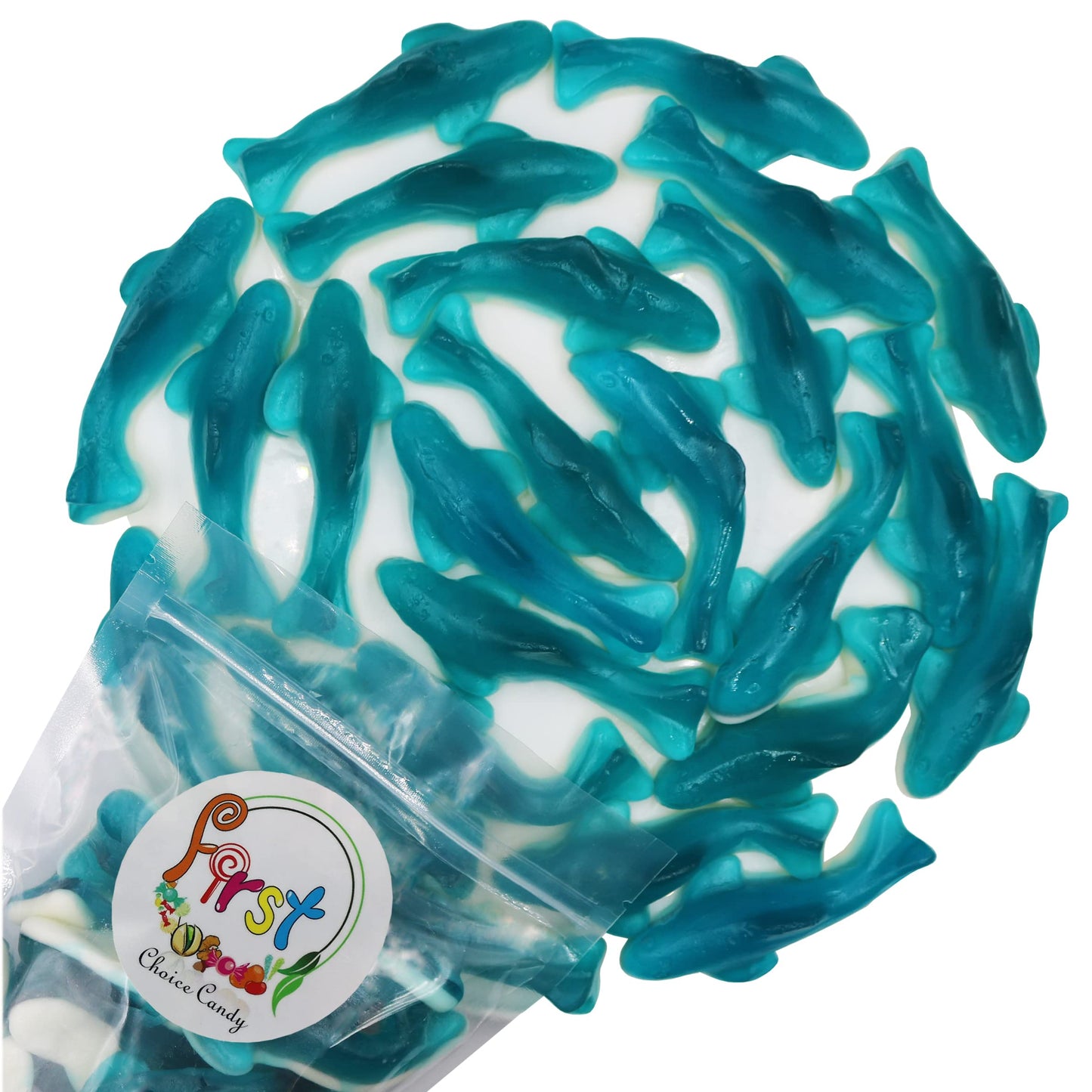 FirstChoiceCandy Shark Gummy Candy - Jumbo Blue, 2 Pound Pack
