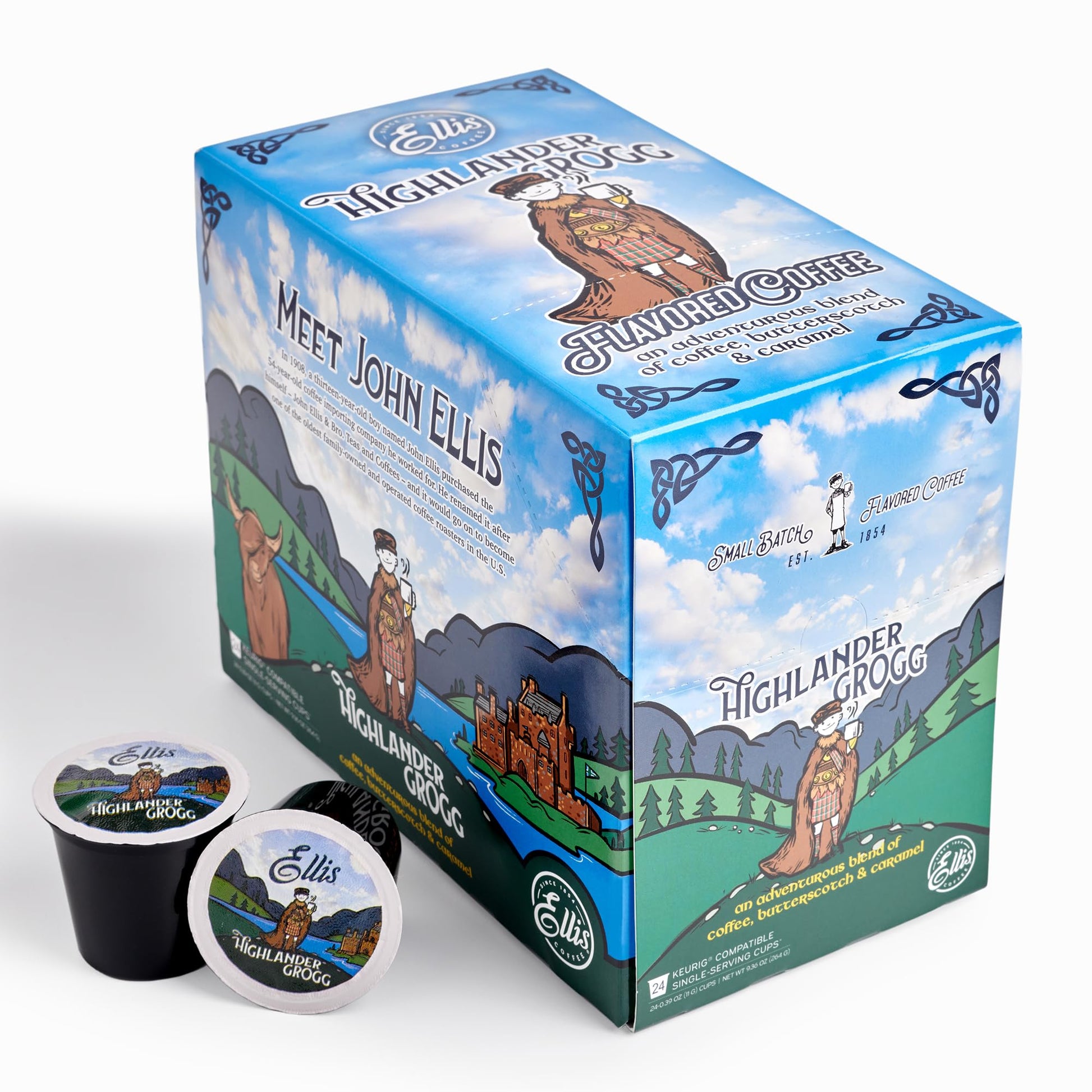 ELLIS COFFEE Highlander Grogg Flavored Coffee Pods for K-Cups, 24 Count, 0.85 Ounce Each
