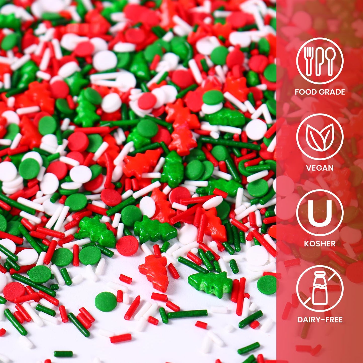 Christmas Sprinkles For Cake Decorating, 3.52Oz Edible Christmas Sprinkles, Red Green Sprinkles For Cupcake Toppers Baking Cooki