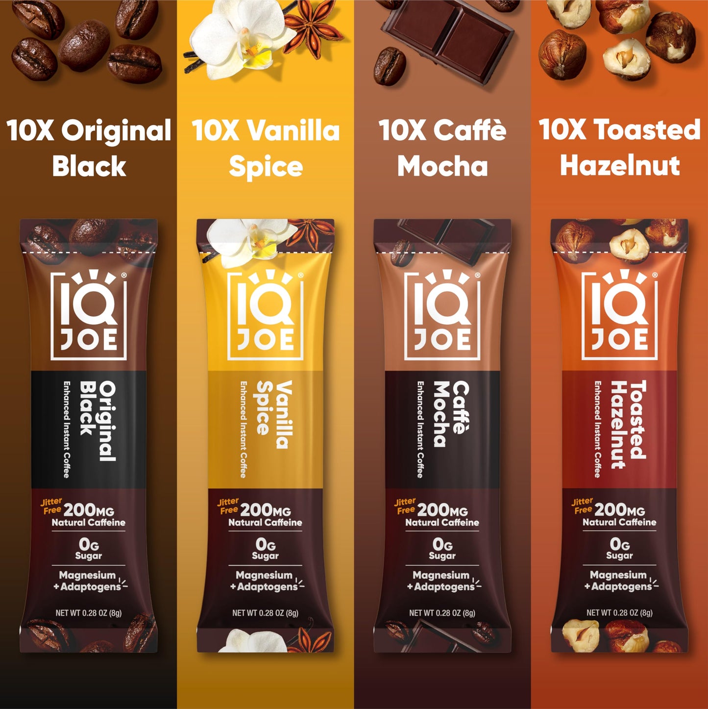 IQBAR Mushroom Coffee Packets - Variety Pack, 40 Servings, Sugar Free, Keto, Vegan, Focus, Clarity, Energy Boost