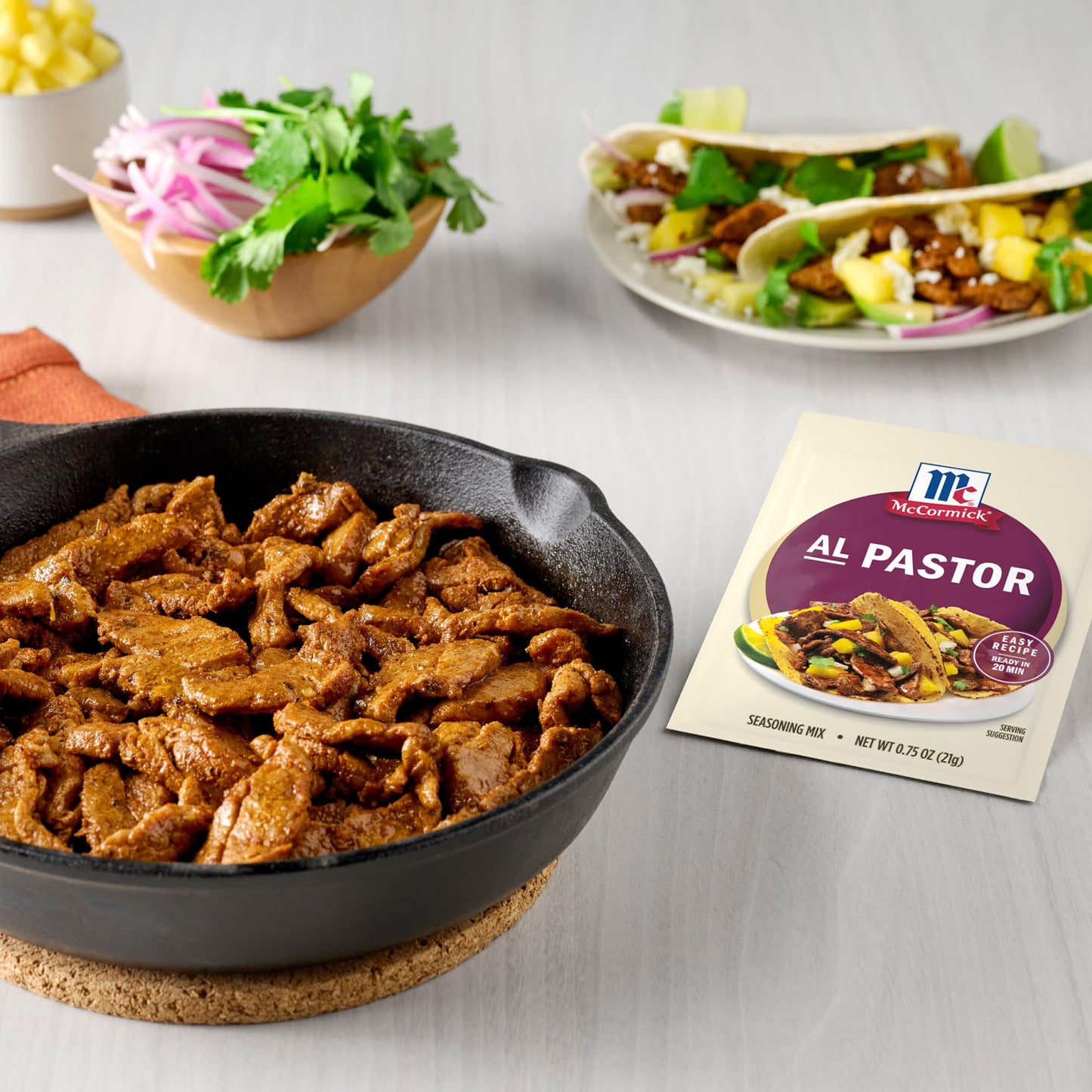McCormick Seasoning Mix  Al Pastor  Smoky  Tangy & Savory Al Pastor for Tacos  Rice Bowls & Burritos  Ready to Serve In 20 Minutes  0.75 oz (Pack of 12)