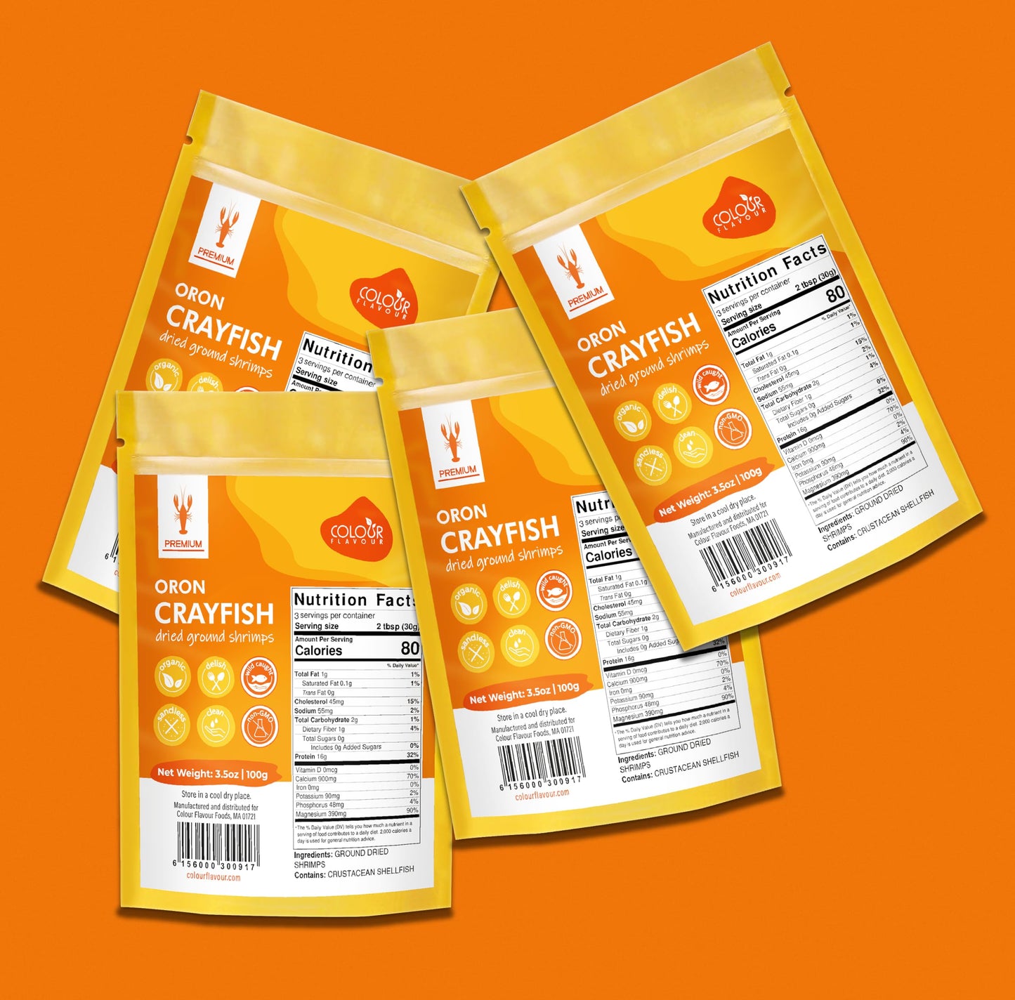Colour Flavour Premium Quality Nigerian Dry Shrimp Crayfish Powder 3.5Oz 100Gram Dried Shrimp For Cooking Seafood Flavor (Crayfi