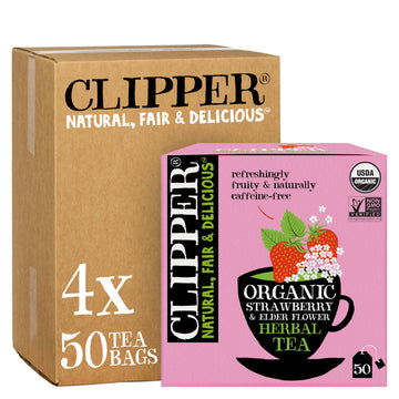 Clipper Tea Strawberry & Elderflower Herbal Tea – Caffeine Free, Usda Organic, Great Hot Or Iced – Refreshingly Fruity, Natural, Fair & Delicious – 200 Tea Bags