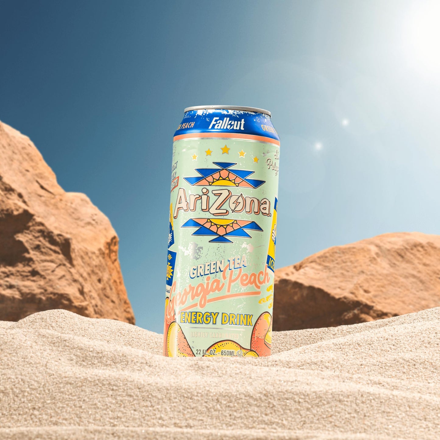 AriZona x Fallout Georgia Peach Green Tea - 234mg Natural Caffeine per Can