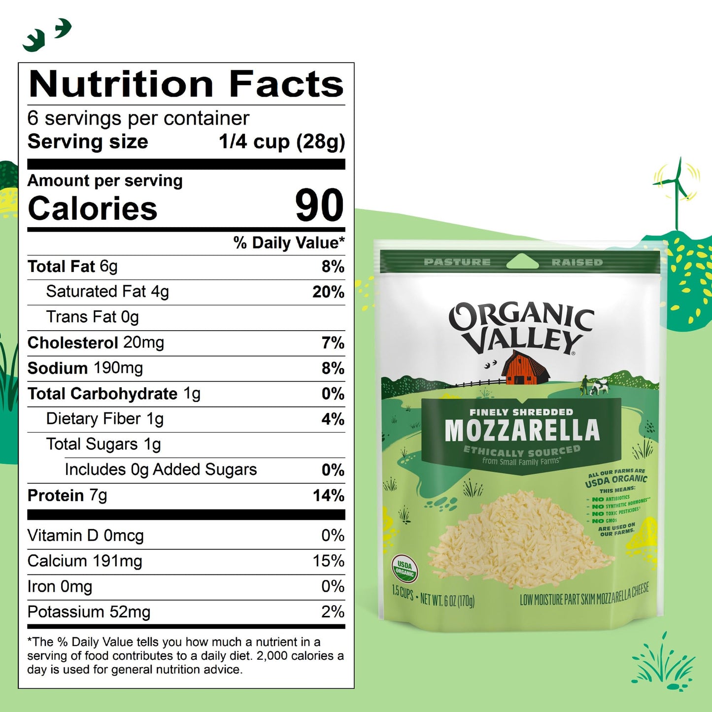 Organic Valley Organic Finely Shredded Mozzarella Cheese, 6 oz