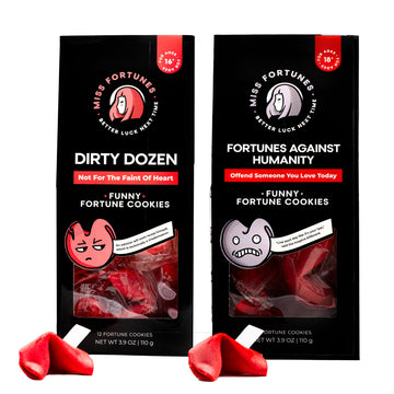 MISS FORTUNES Funny Fortune Cookies - Dirty Dozen & Fortunes Against Humanity - 12 Count (Pack of 2)