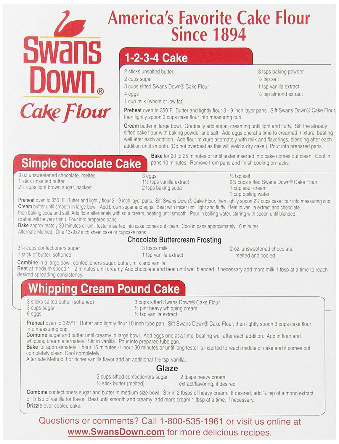 Swans Down Regular Cake Flour, 32oz Box (Pack of 4)