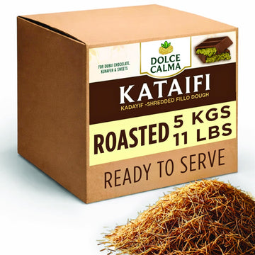 Dolce Calma 11 Lb Roasted Kataifi Dough Bulk Pack | Kadayif For Dubai Chocolate Bar & Kunafa Desserts | Pre-Toasted Shredded Fillo For Baklava & Bakery Creations