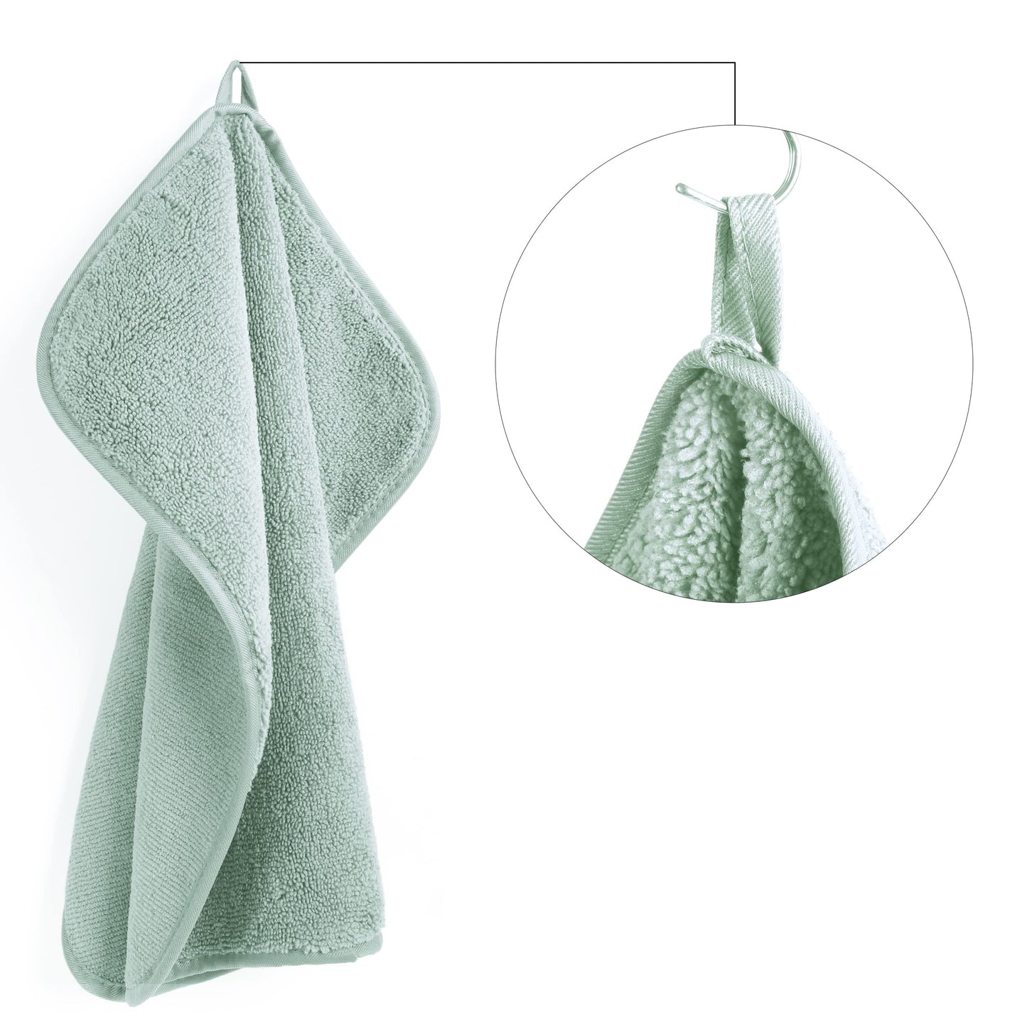Polyte Premium Lint Free Microfiber Washcloth Face Towel, 13 X 13 In, Set Of 6 (Light Green)