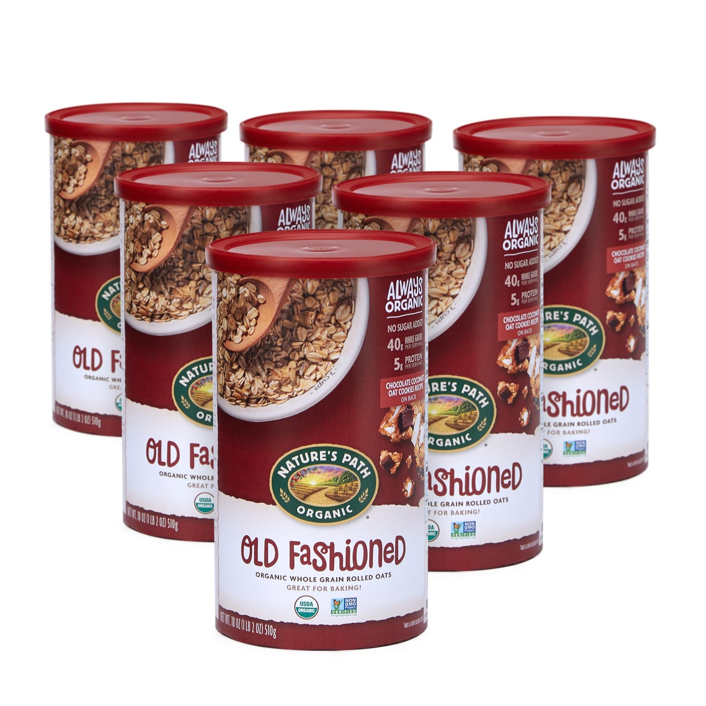 Nature s Path Organic Old Fashioned Oats Instant Oatmeal, 18 oz (Pack of 6), Non-GMO