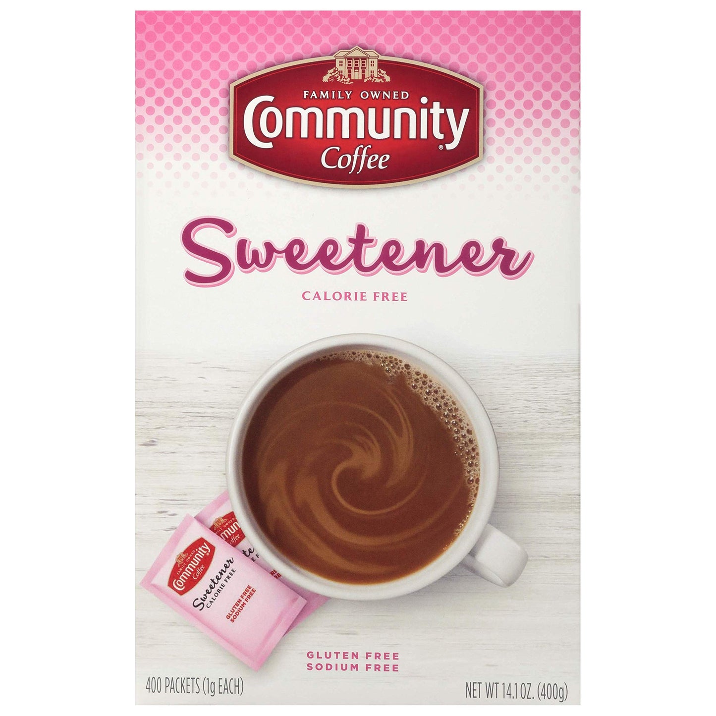 Community Coffee Pink Sweetener Packets  1600 Count  400 Count (Pack of 4)