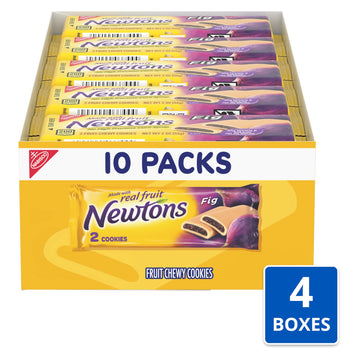 Newtons Soft & Fruit Chewy Fig Cookies, (Fig Bars), 40 Snack Packs (2 Cookies Per Pack, 4 Boxes)