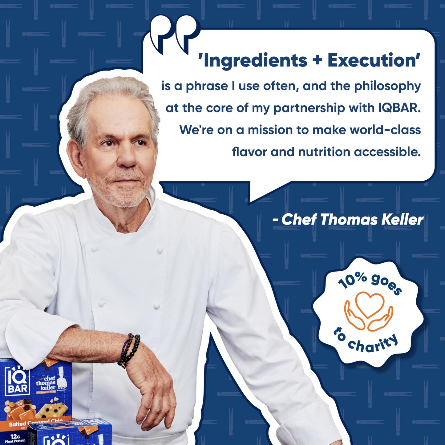 IQBAR x Chef Thomas Keller - Brain and Body Plant Protein Bars - Salted Caramel Chip - 12-Count, Low Carb, High Fiber, Gluten Fr
