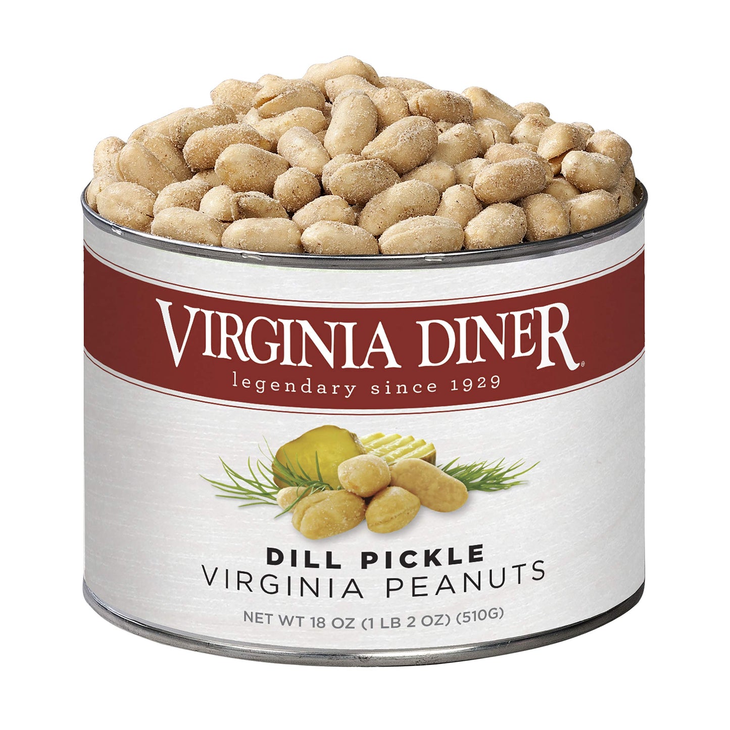 Virginia Diner Dill Pickle Virginia Peanuts - Gourmet Pickled Peanuts Non-Gmo, Preservative Free From Virginia Since 1929-18 Oz Can