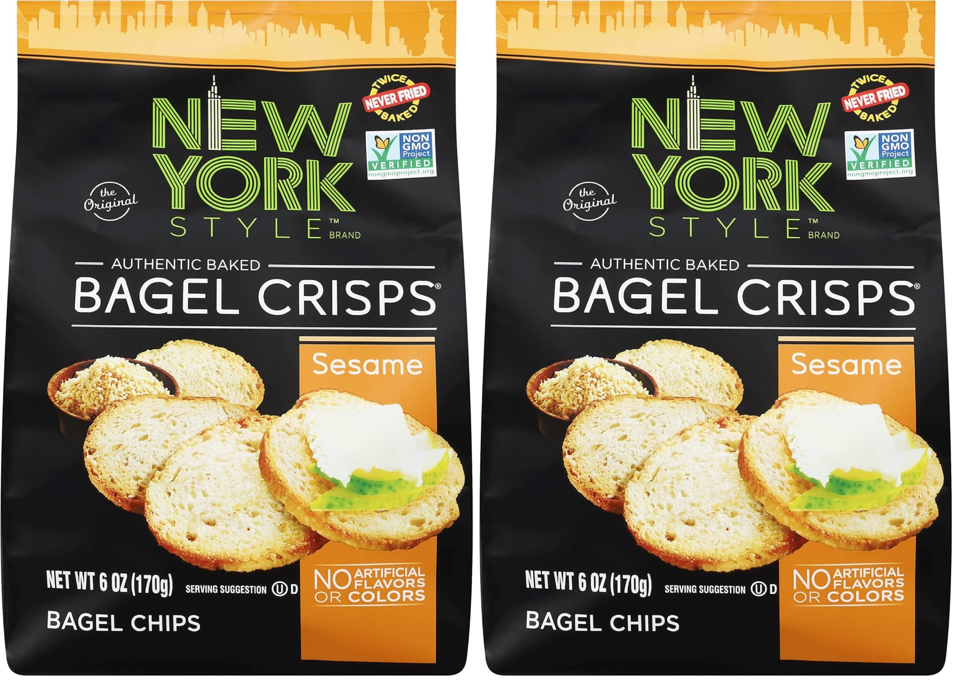 New York Style Bagel Crisps, Sesame, 6 Ounce (Pack of 2)
