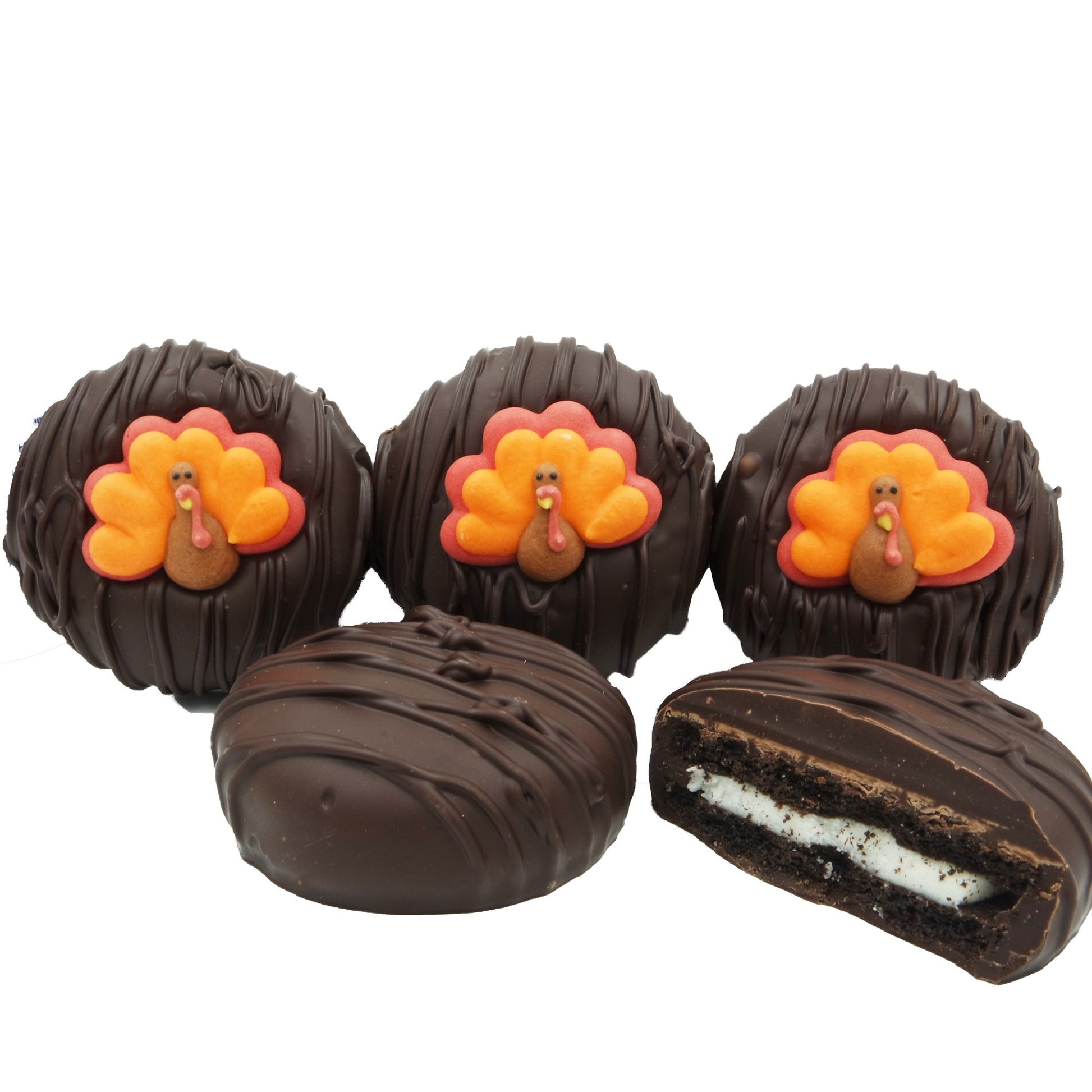 Philadelphia Candies Dark Chocolate Covered OREO Cookies, 8 Ounce, Thanksgiving Tom Turkey Design