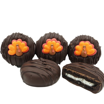 Philadelphia Candies Dark Chocolate Covered OREO Cookies, 8 Ounce, Thanksgiving Tom Turkey Design