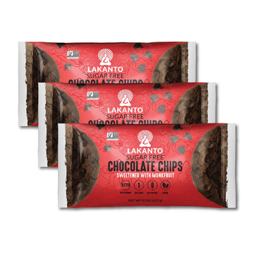Lakanto Sugar Free Chocolate Chips - Monk Fruit Sweetener and Erythritol, Perfect for Baking, Pancakes, Muffins, Protein Bites, 