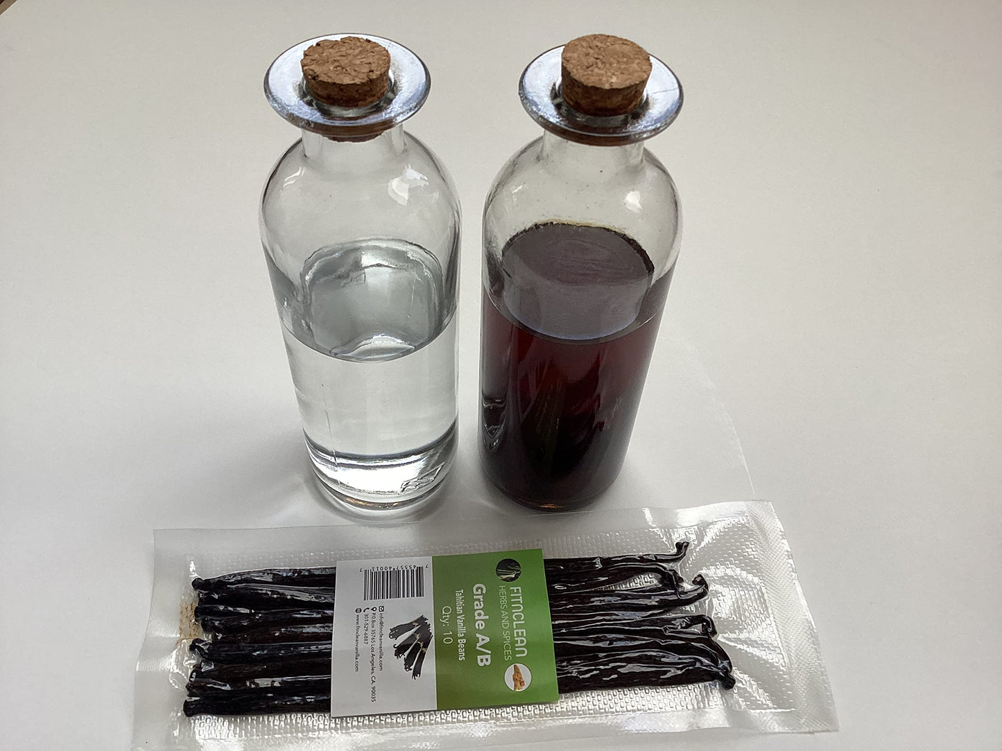 FITNCLEAN VANILLA Tahitian Vanilla Beans Grade A/B, 10 Count, 5-7 Natural Raw Fresh NON-GMO Pods