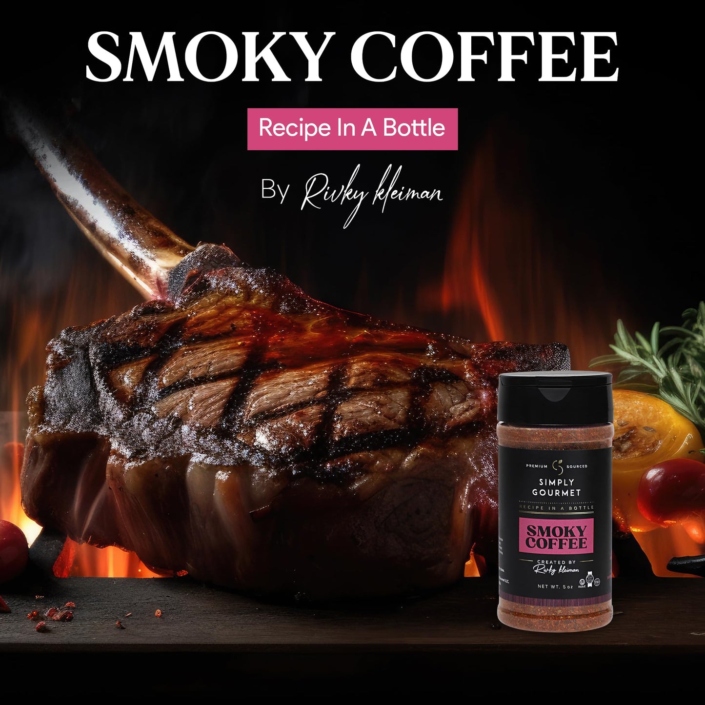 Recipe In A Bottle Smokey Coffee Seasoning - Chef-Crafted Spice Blend - 5 oz