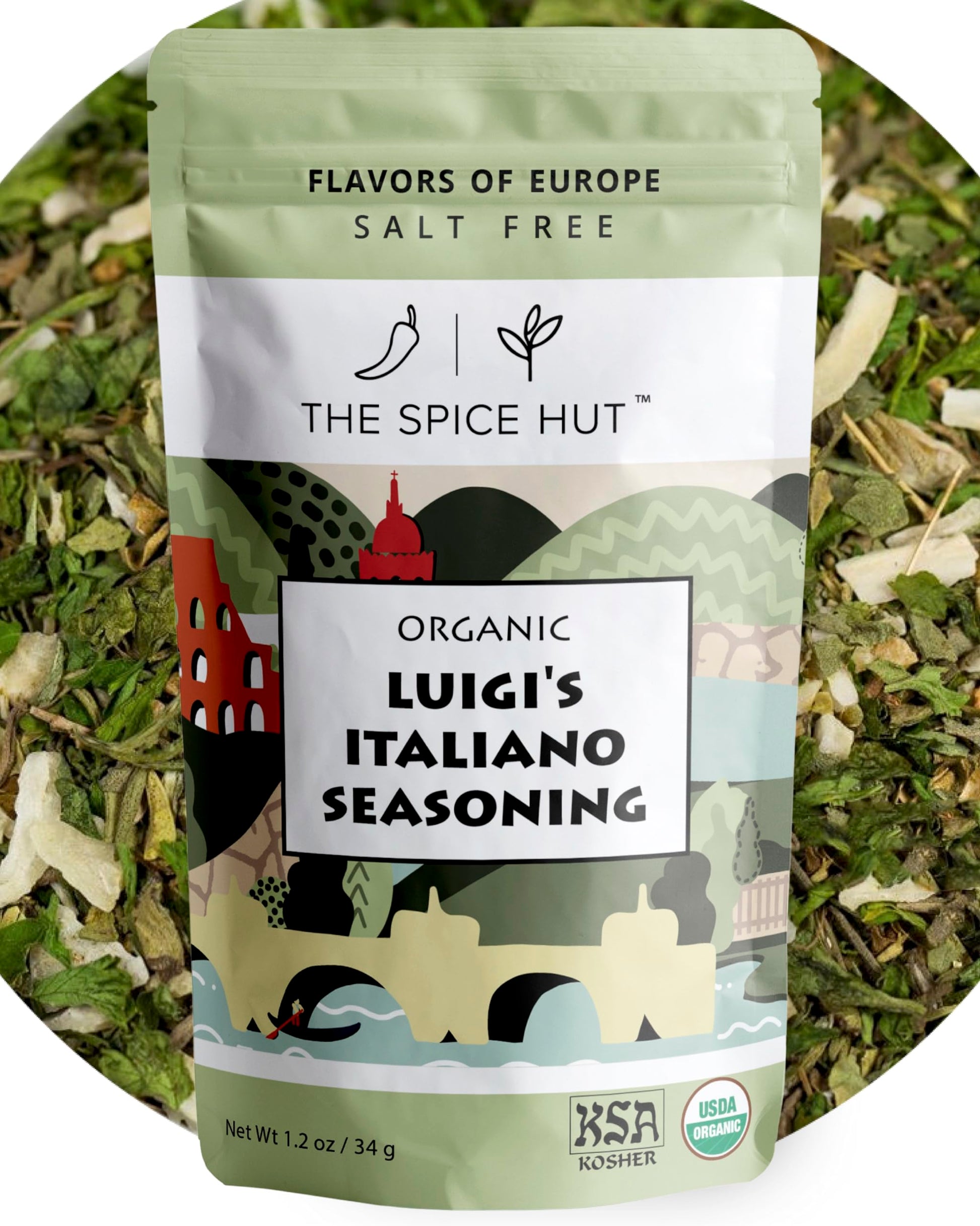 Luigi'S Italiano Seasoning, Spin On Classic Italian Seasoning Organic Rich & Robust Italian Cooking, Small Pouch Salt Free, Luig