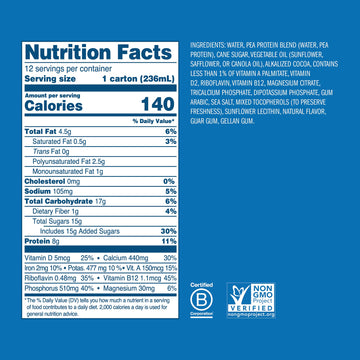 Ripple Non-Dairy Milk, Chocolate| Vegan Milk With 8g Pea Protein | Shelf Stable Single Serve Cartons | On-The-Go | Non-GMO, Plan