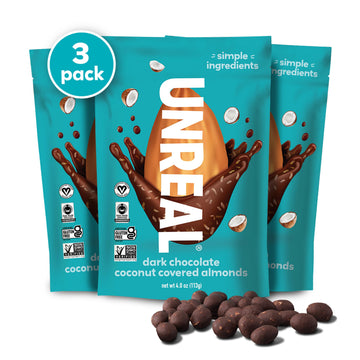 Unreal Dark Chocolate Coconut Almonds (3 Pack) - Certified Vegan, Gluten Free, Fair Trade, Non-Gmo, No Sugar Alcohols Or Soy (3