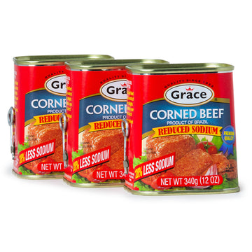 Grace Corned Beef Reduced Sodium 12 Oz (3 Pack)