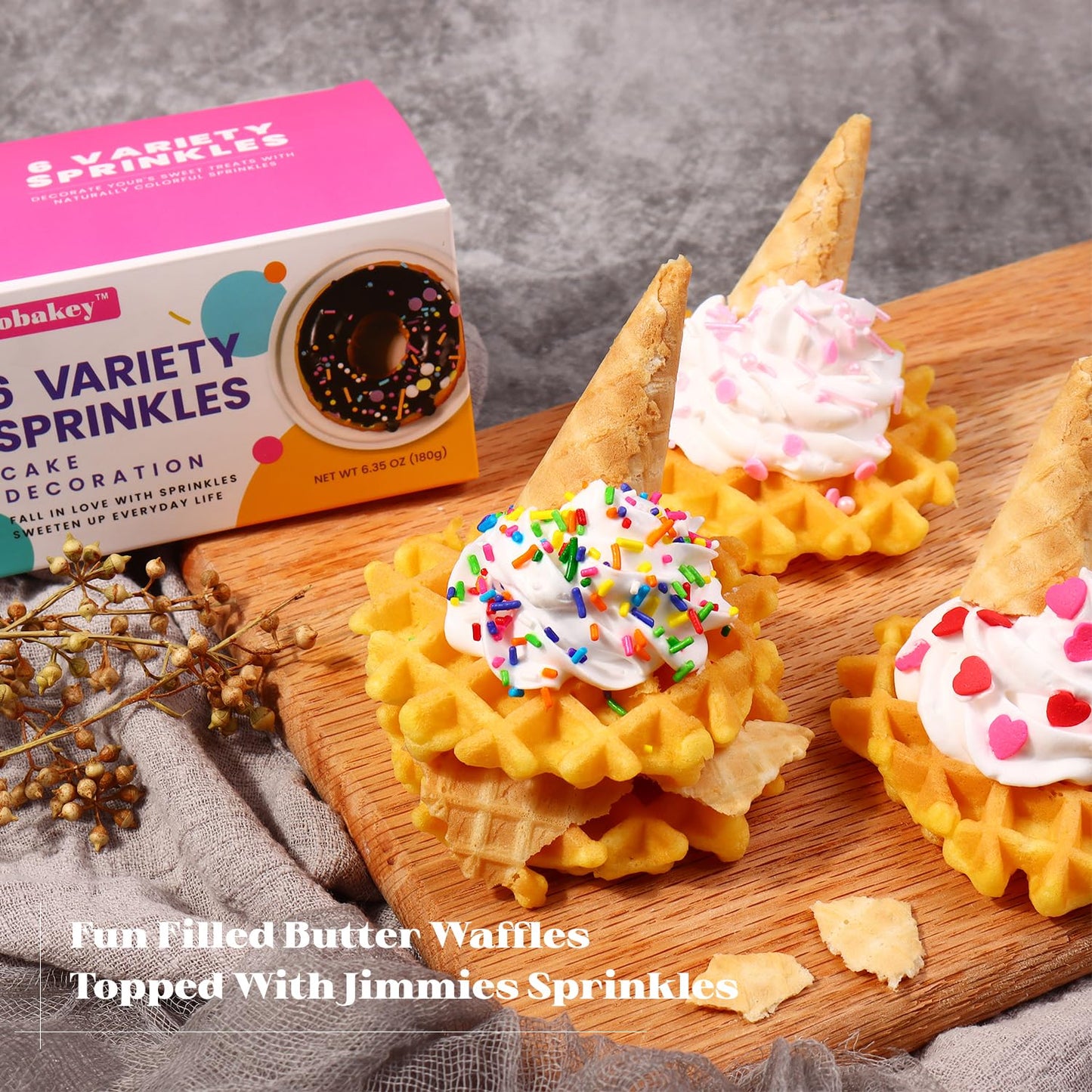 Sprinkles For Cake Decorating, Cookies, Ice Cream, Cupcake Topper, 6 Packs Rainbow Jimmies Sprinkles, Sugar Candy Of Assorted Sp