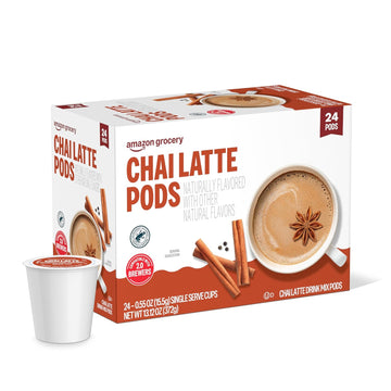 Amazon Brand - Happy Belly Tea Pods Compatible with 2.0 K-Cup Brewers, Chai Latte, 24 Count
