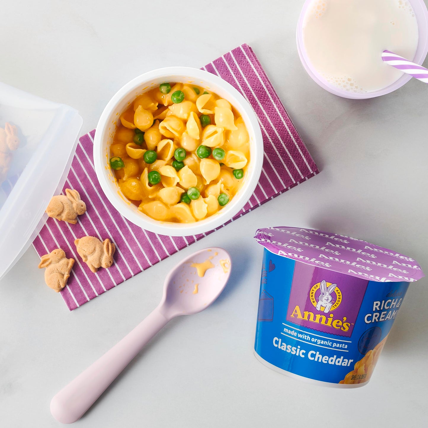 Annies Classic Cheddar Mac and Cheese with Organic Pasta, 10.4 oz, 4 Cups, Made with Real Cheese